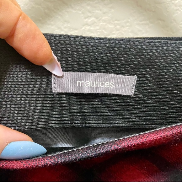 Maurices Red & Black Buffalo Print Zip Pocket Ponte Skirt | Women | XL - Picture 3 of 4